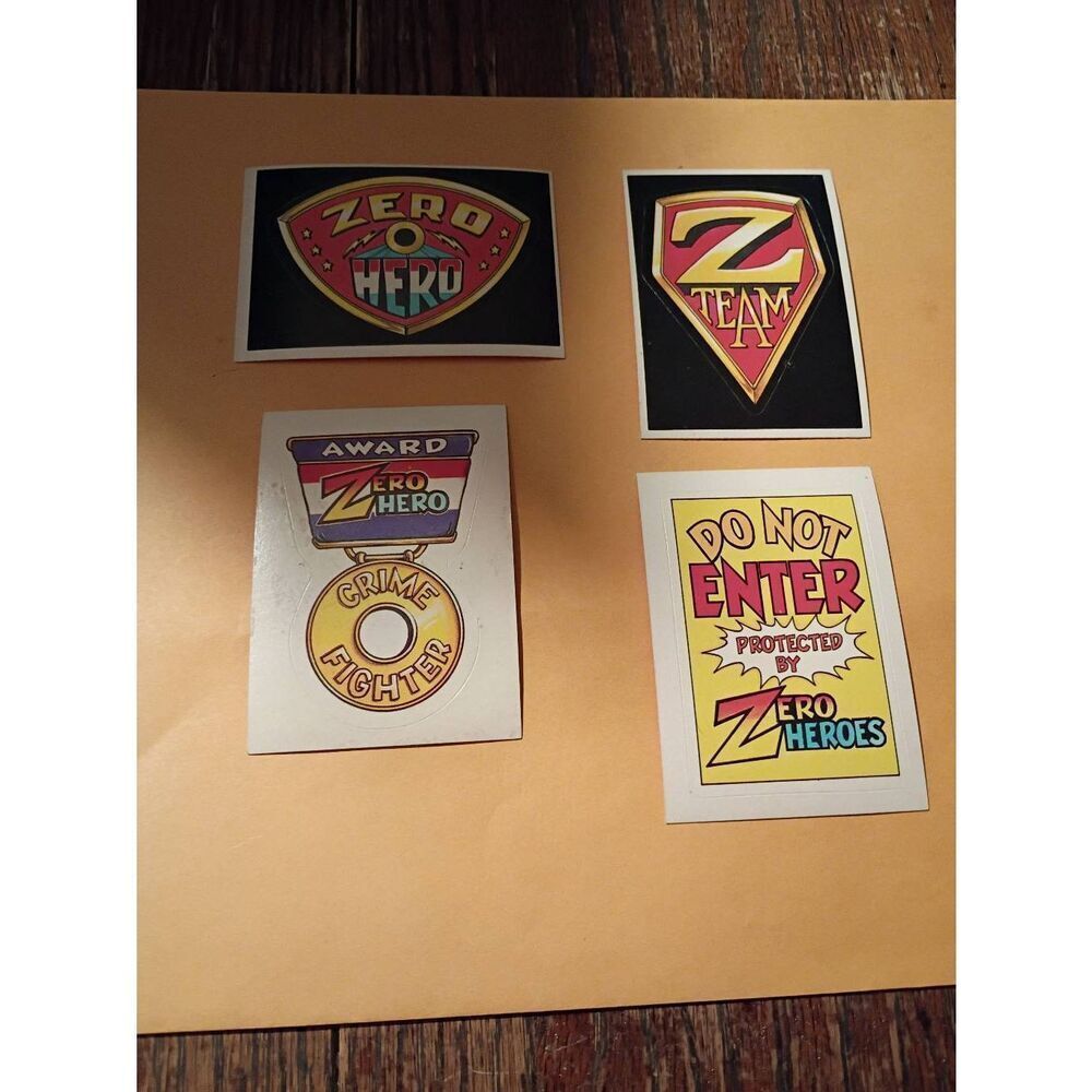 Vintage 1983 General Mills Zero Heroe Trading Card Sticker Cards Lot of 4